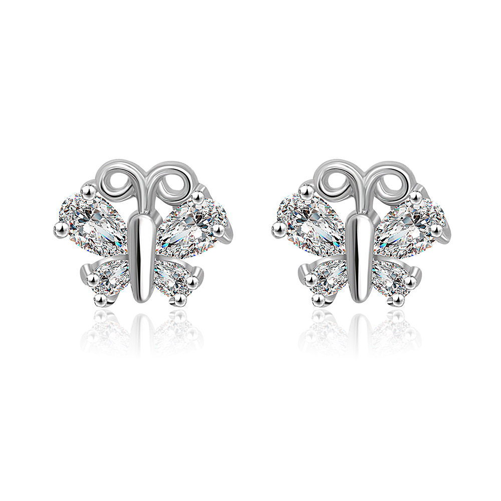 Cubic Zirconia Butterfly Stud Earring